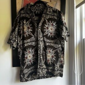 Vintage 💯 cotton hand block printed oversized camp shirt